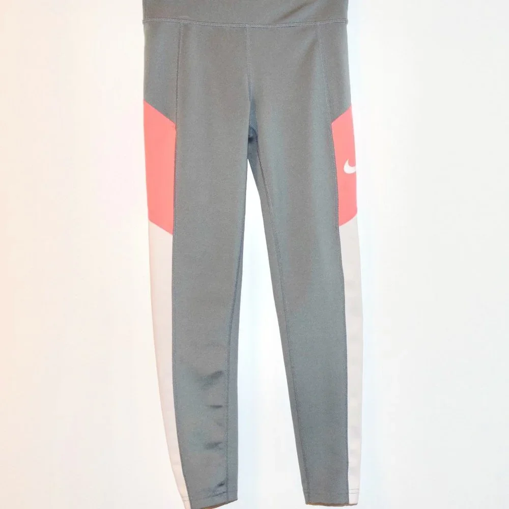 Girl's Nike Dri-Fit Trophy Training Gray Leggings - Size Medium 🌸 (Host Pick)
